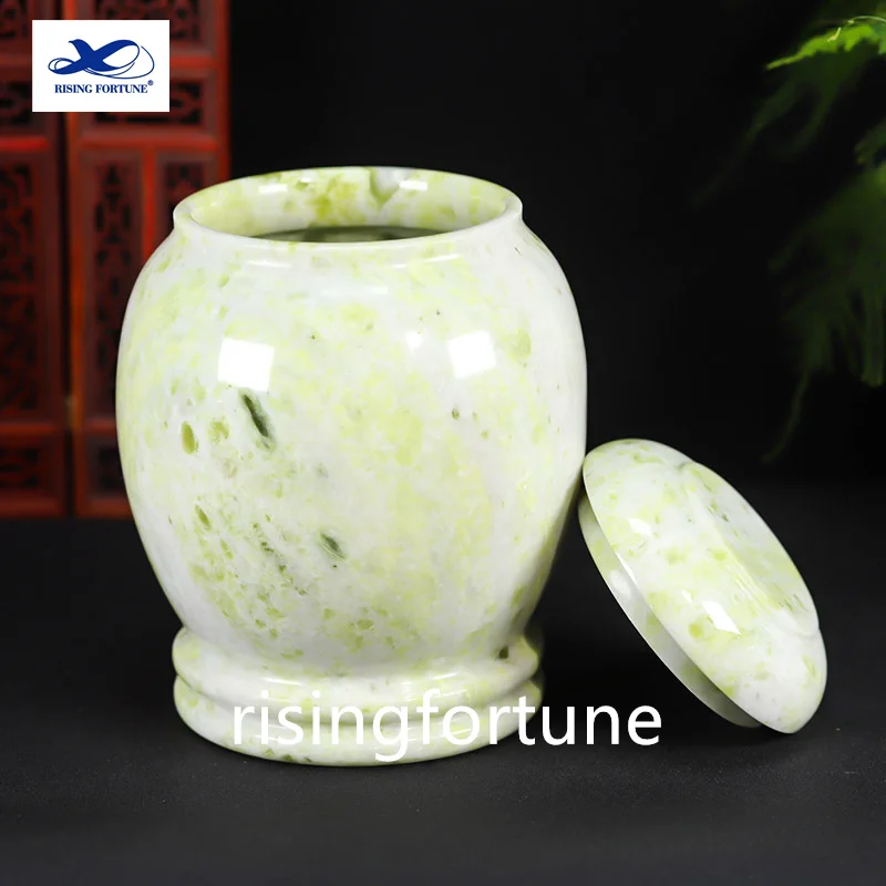 Modern European Style White Marble Cremation Urn With Round Shape Simple Design Premium Quality For Funeral Use