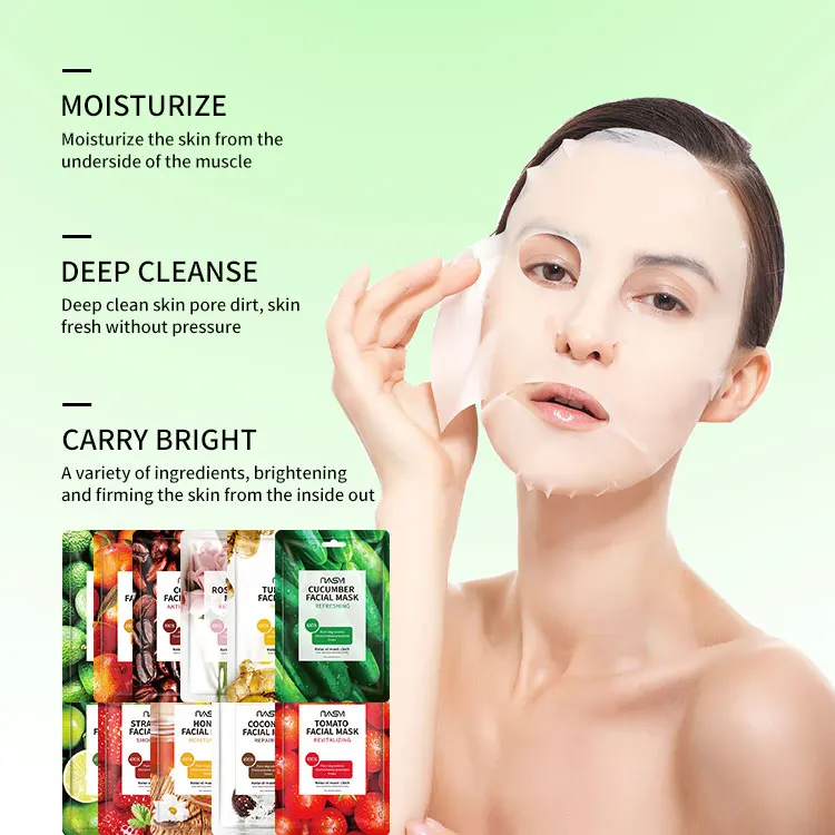 Fast Delivery Vitamin C Herbal Vegan Whitening Brightening Moisturizing Face Sheet Mask Collagen Fruit Facial Mask Sheet