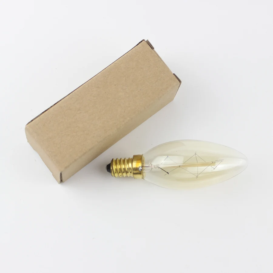 Dimmable 25W Carbon antique style light bulbs Tungsten vintage Edison lamp G35 Warm White E14 220V Candle Bulbs Lighting