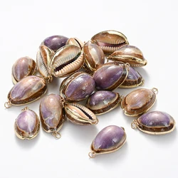 5/10pcs Gold Plated Colorful Seashells Beads Natural Shell Charms Pendants Beads for Diy Handmade Necklace Earring Accessories