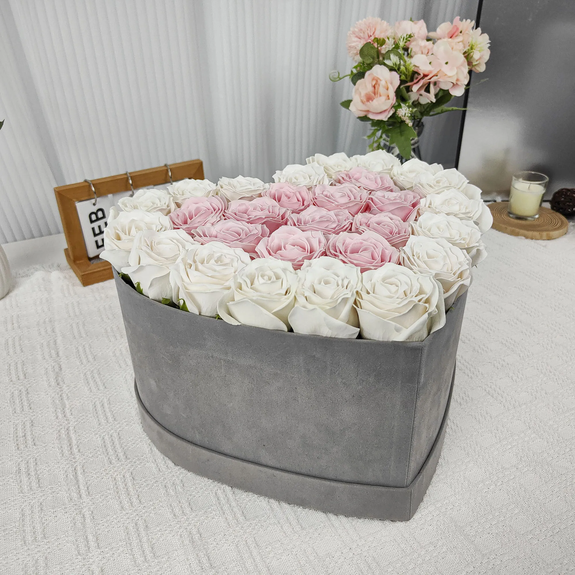 Wholesale Handmade Large Storage Personalized Velvet Flower Box For Wedding Gift Packaging