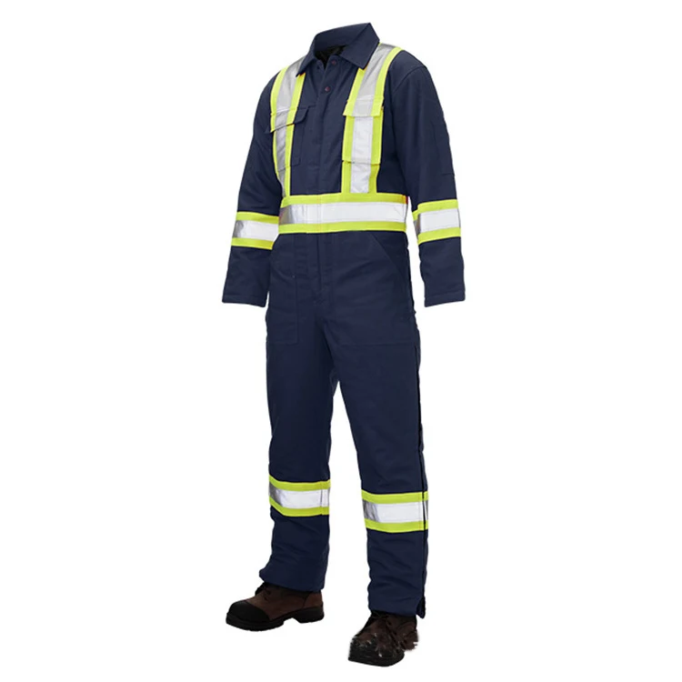 Factory custom cotton fabric anti -static work clothes workwear jumpsuit reflective flame retardant workwear