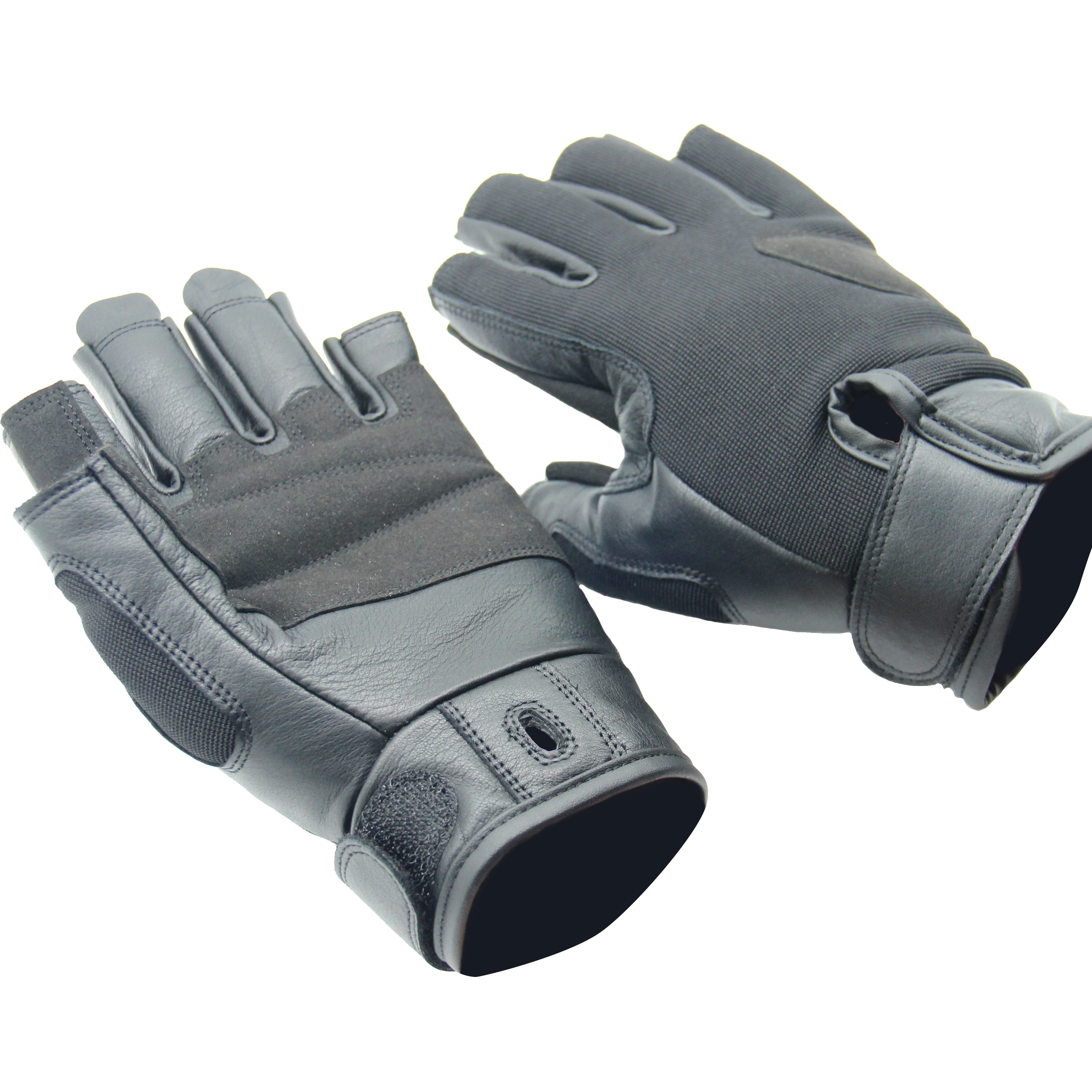 Защитные Нескользящие перчатки с открытыми пальцами, кожаные износостойкие перчатки для езды на мотоцикле и велосипеде