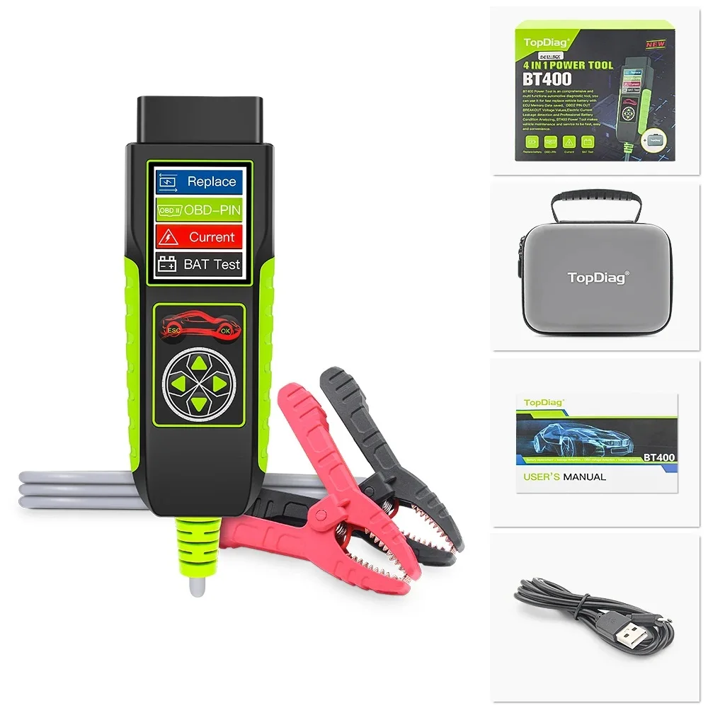 Multifunctional 4 in 1Replace OBD-PIN Current Battery tester TopDiag BT400 Power Tools