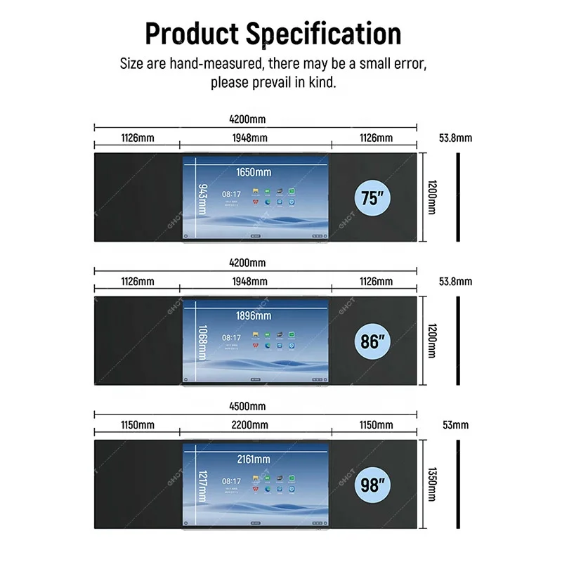 86 Inch Built-in 13MP Camera Nano Smart Whiteboard MIC Multi Touch Screen Anti-glare 4K UHD Interactive Nano Blackboard