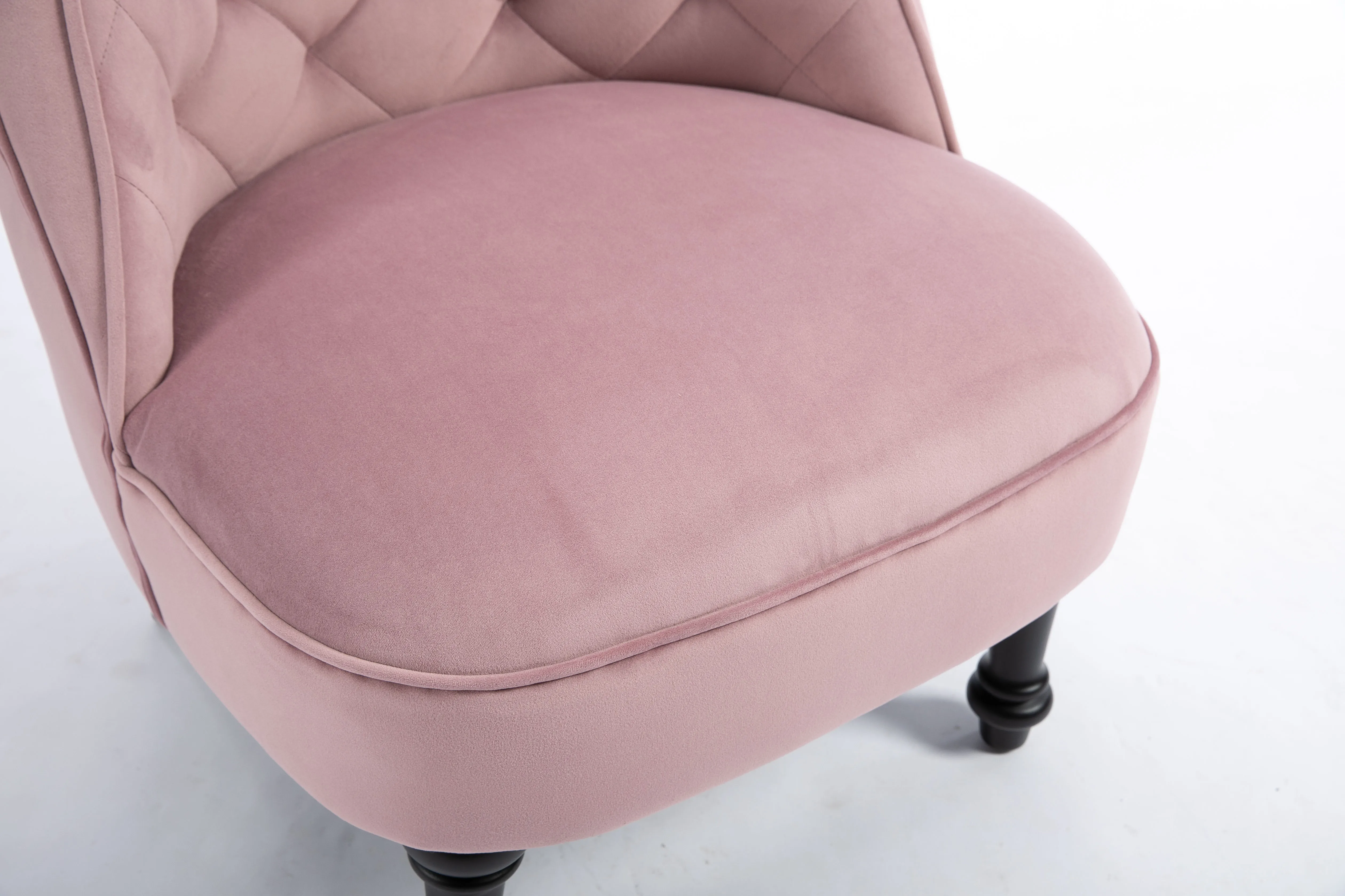 Classic Pink Velvet Upholstered Solid Wood Living Room Accent Chair