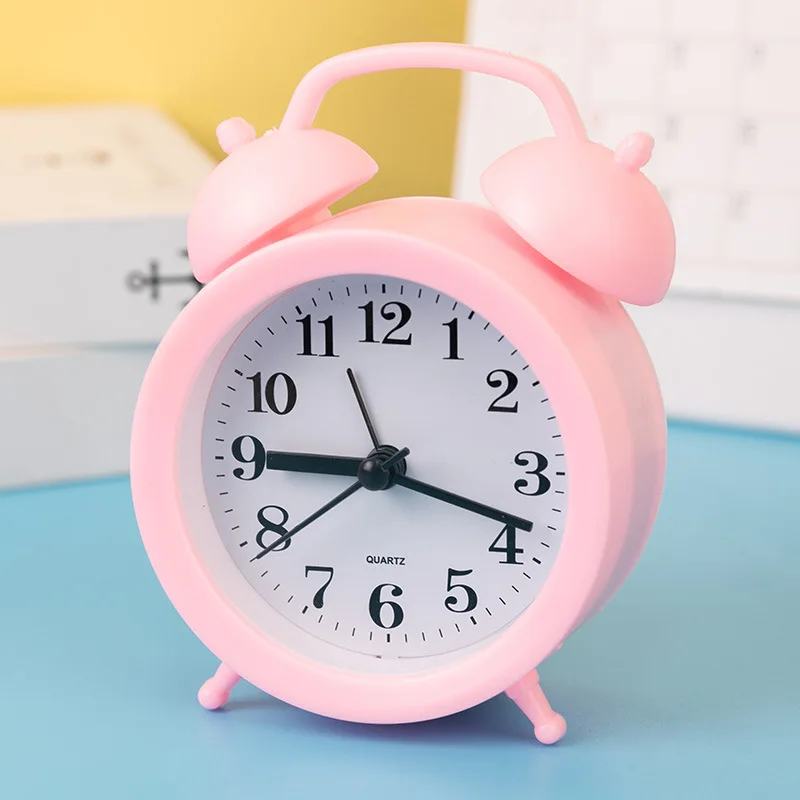 Double Ling Decorative Small Table Clock Cartoon Bedside Student Digital Clockwise Small Alarm Clock Learning Reminder Alarm Tab