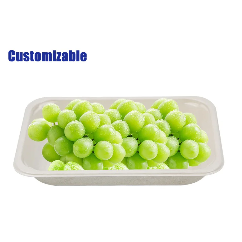 Wholesale Custom Dry Pressing Molded Pulp Take Away Food Container Portable Holder Box For Fruits