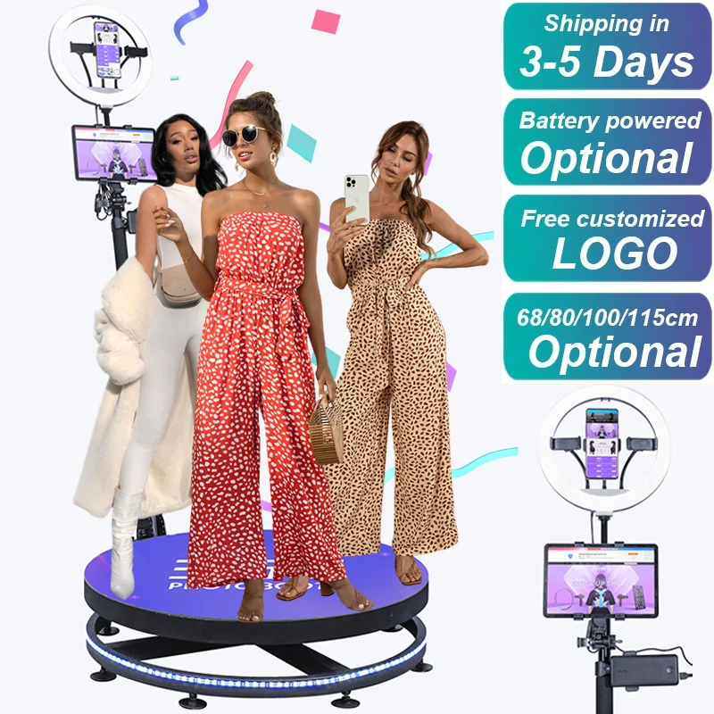 T12 Photo Booth Light Box Pvc Props For Photobooth Inflatable Led 360 Photo Booth Enclosure 115cm For Party