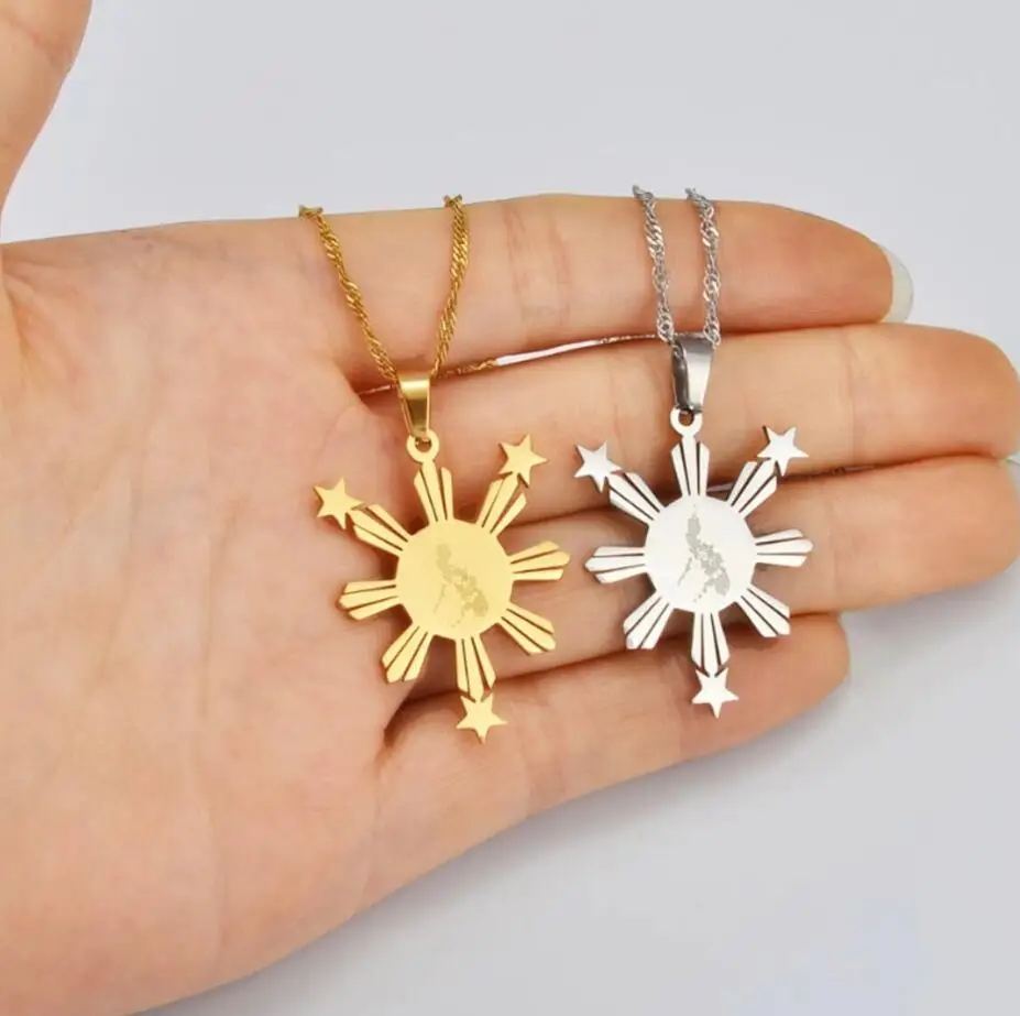 Inspire Jewelry Philippines Golden Sun Pendant With Country Map Republic of the Necklace 18K Gold Plated