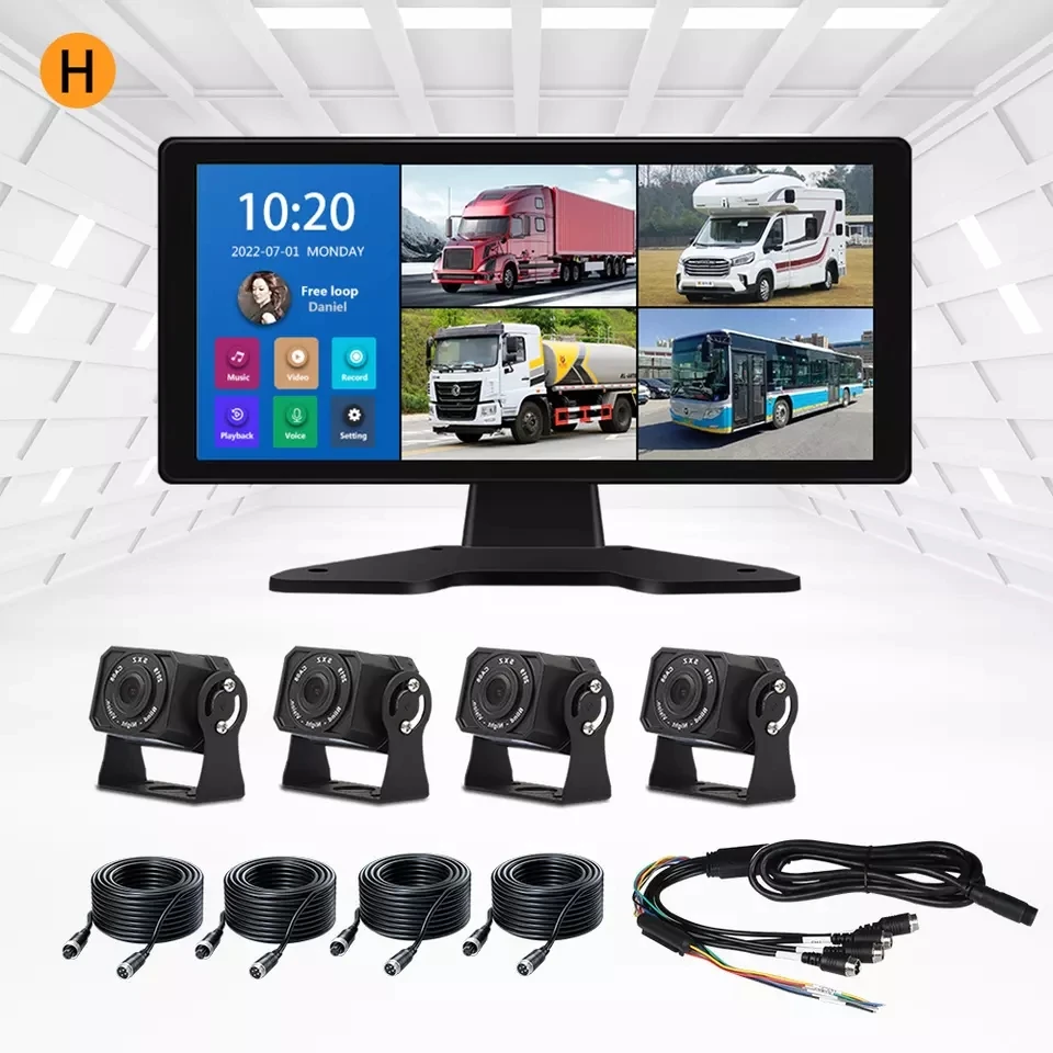 10.36 inch night vision 4K touch four camera dash cam with MP5 FM transmission function for trucks trucks and buses