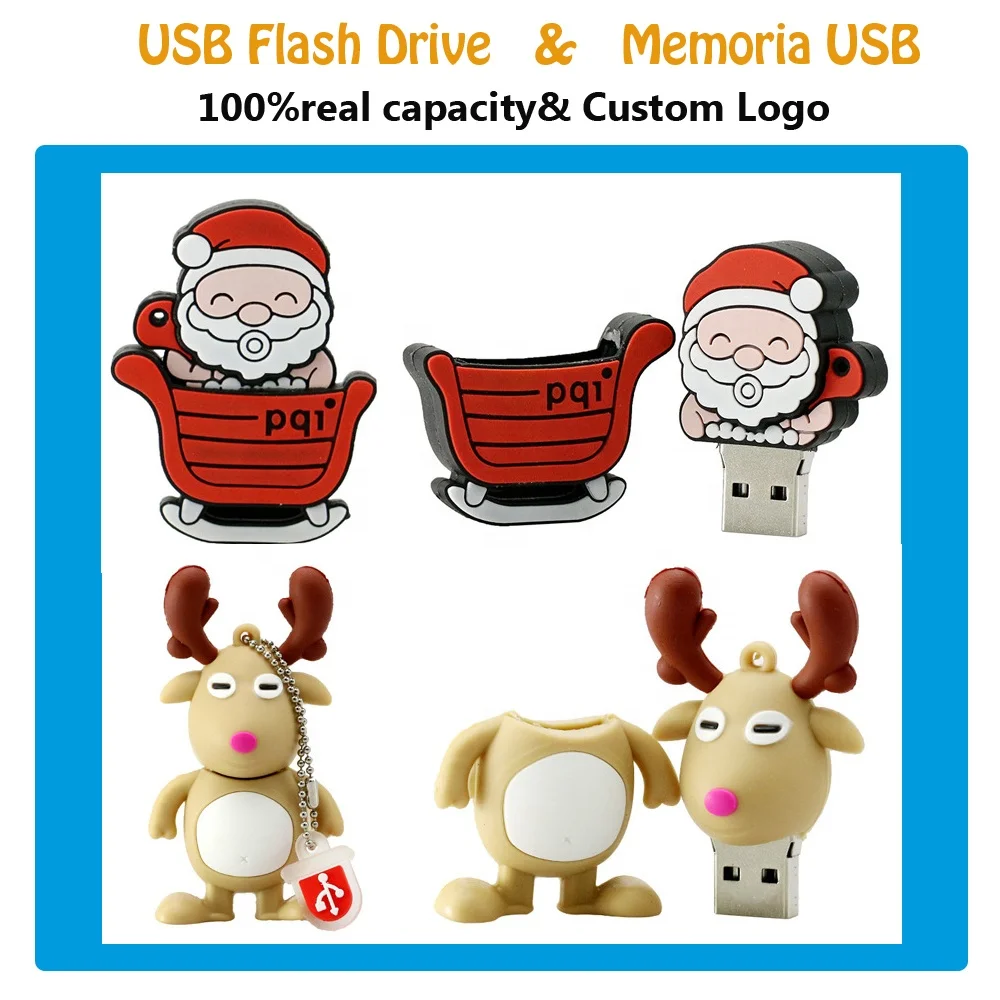 Bulk Custom USB Flash Drive  USB Pendrive From China Factory All Capacity Christmas Stocking PVC Flash Memory 8GB 16GB 32GB  64G