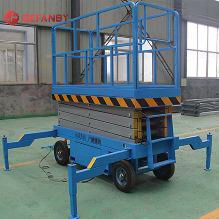Cleaning window motorized 320kg electric mobile trailer scissor lift