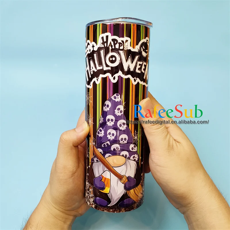 USA Warehouse Stock 20 oz 20oz Skinny Straight Flat Edge Bottom Stainless Steel Blank Sublimation Tumbler Cup with Plastic Straw