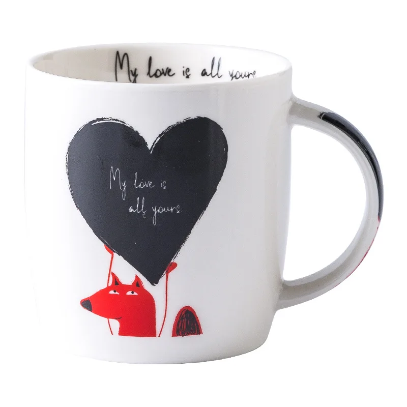 Лидер продаж креативная наклейка с внутренним логотипом на заказ красивая фарфоровая кофейная кружка изображением животных белая гладкая керамическая