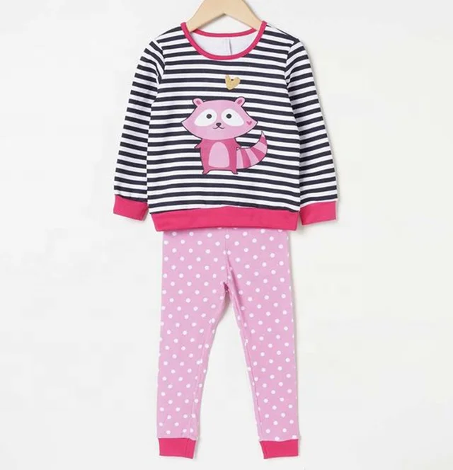 Girls spring fashion models cute little girl pattern stripes stitching long-sleeved pants two-piece