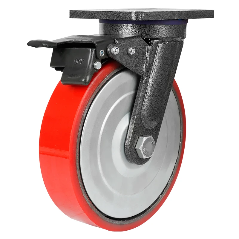 luggage rigid swivel caster wheel pu and cast iron caster wheel heavy duty pu flat free 8 inch caster