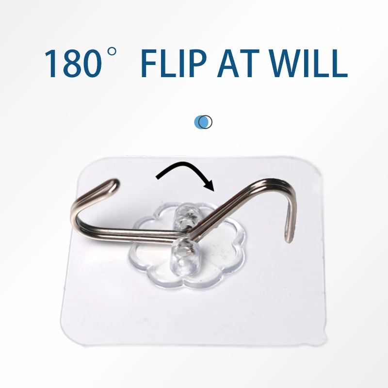 Perforation-free transparent hook multi-functional household wall traceless sticky hook kitchen bathroom door strong hook