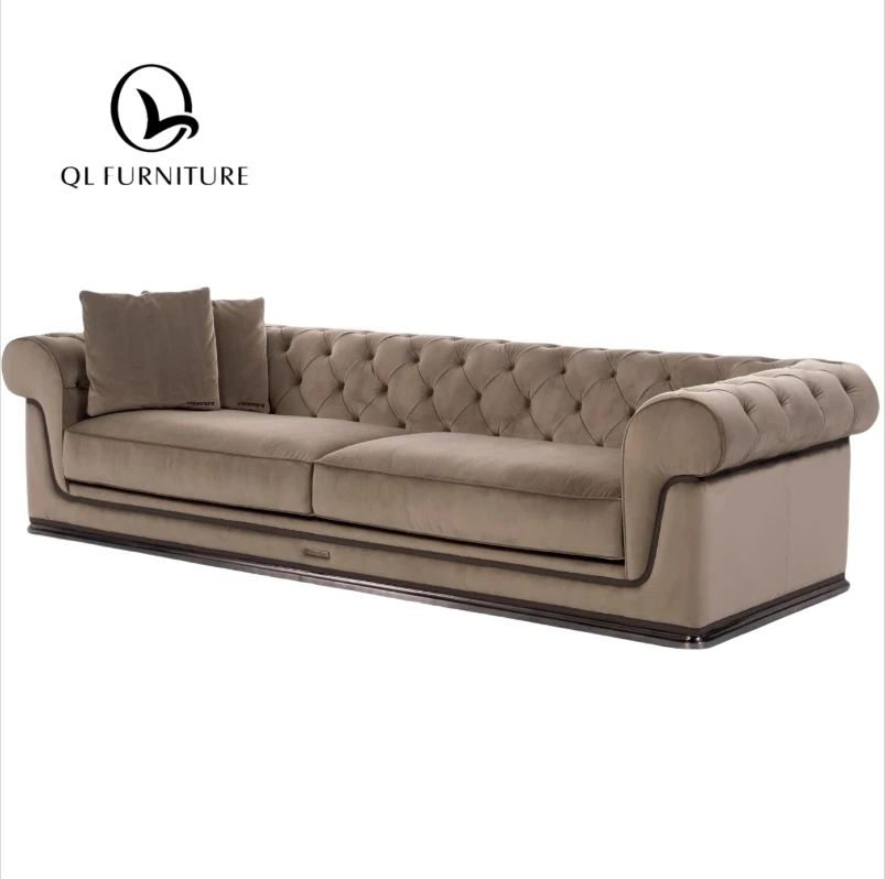 Modern Italian Style Luxury Solid Wood Sofa Modern Velvet Leisure Sofa For Hotel Living Room