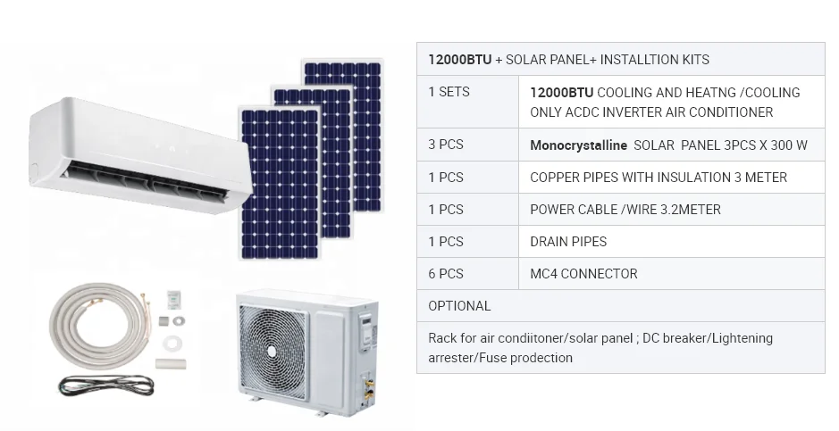 HYBRID ON GRID CHEAP FACTORY ACDC INVERTER  12000BTU 1.5HP 1 TON SOLAR AIR CONDITIONER