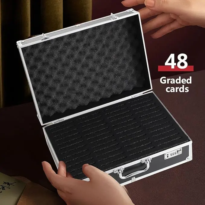 Graded Card Storage Case Sports Card Storage Boxes Holds 48 Graded Cards with Lock Hard Case