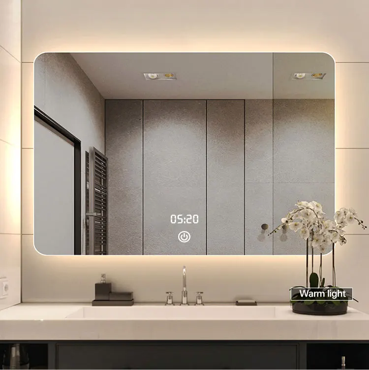 Anti Fog Backlit Lighted Bath Mirrors Touch Screen Led Mirror Frameless Bathroom Vanity Mirror For Hotel