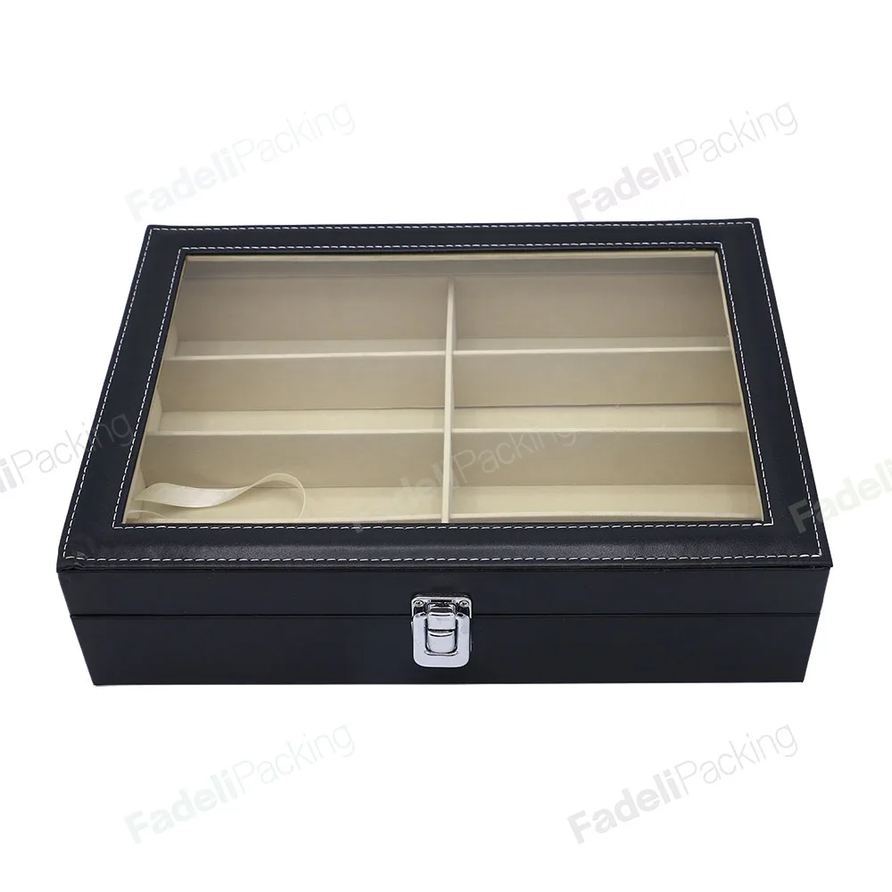 Glasses Storage Box Custom 8 slots Leather Glasses Packaging Cases Display