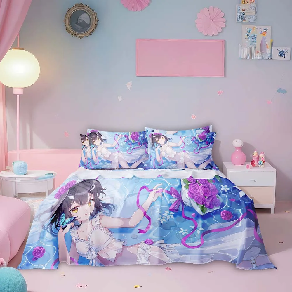 Wholesale Premium Customized Printed Design 100% Polyester 4pcs Bedding Sheet Set