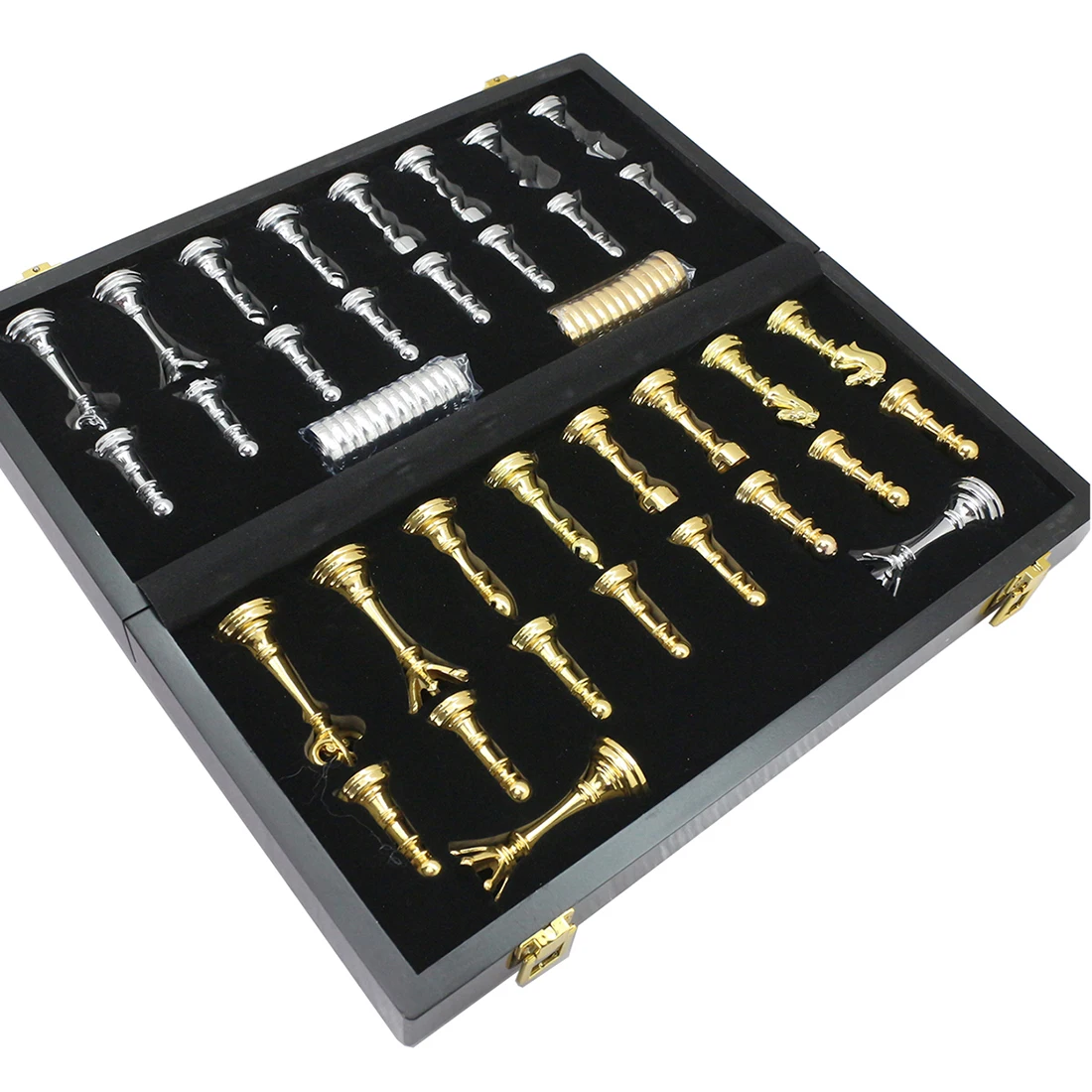 14 Inches Marble Chess Set felted Board Chrome Plated Boxed Customizable Metal Chess Pieces Figures Set