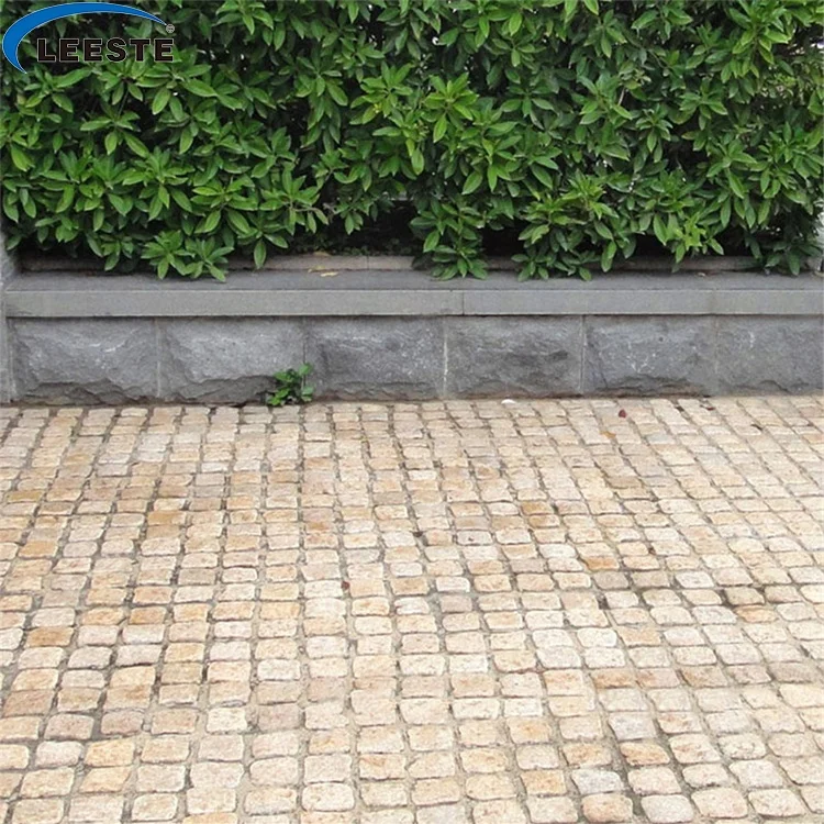 G682 Yellow Golden beige natural stone Paving Granite Cobblestone for Driveway