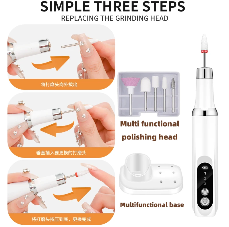 Wireless Rechargeable Professional Manicure File Set Portable Nail Drill   Electric Gel Nails Sander Polishing Machine