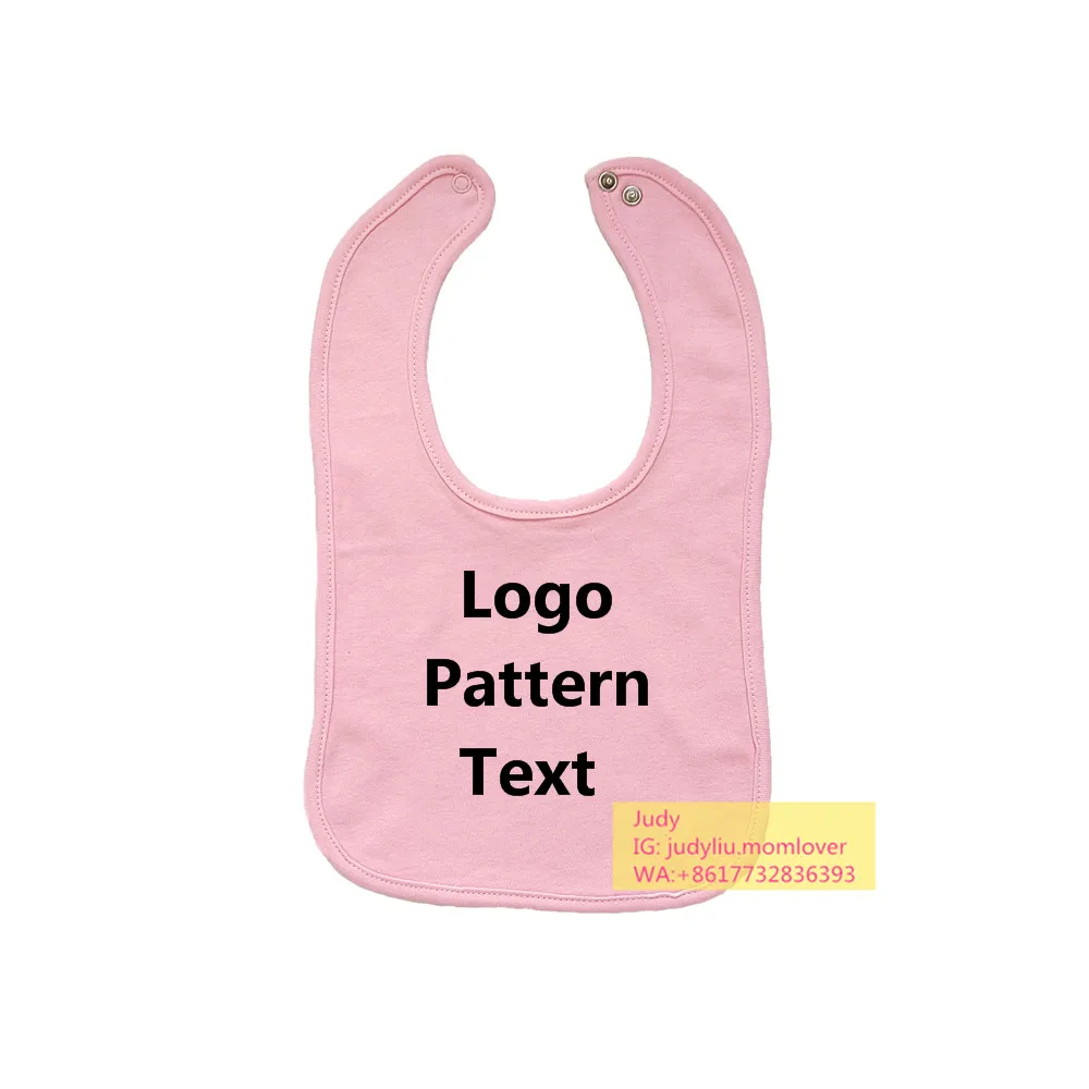 Custom logo washable 100% organic baby rounded bib u shaped bibs cotton  baby bandana drool bibs