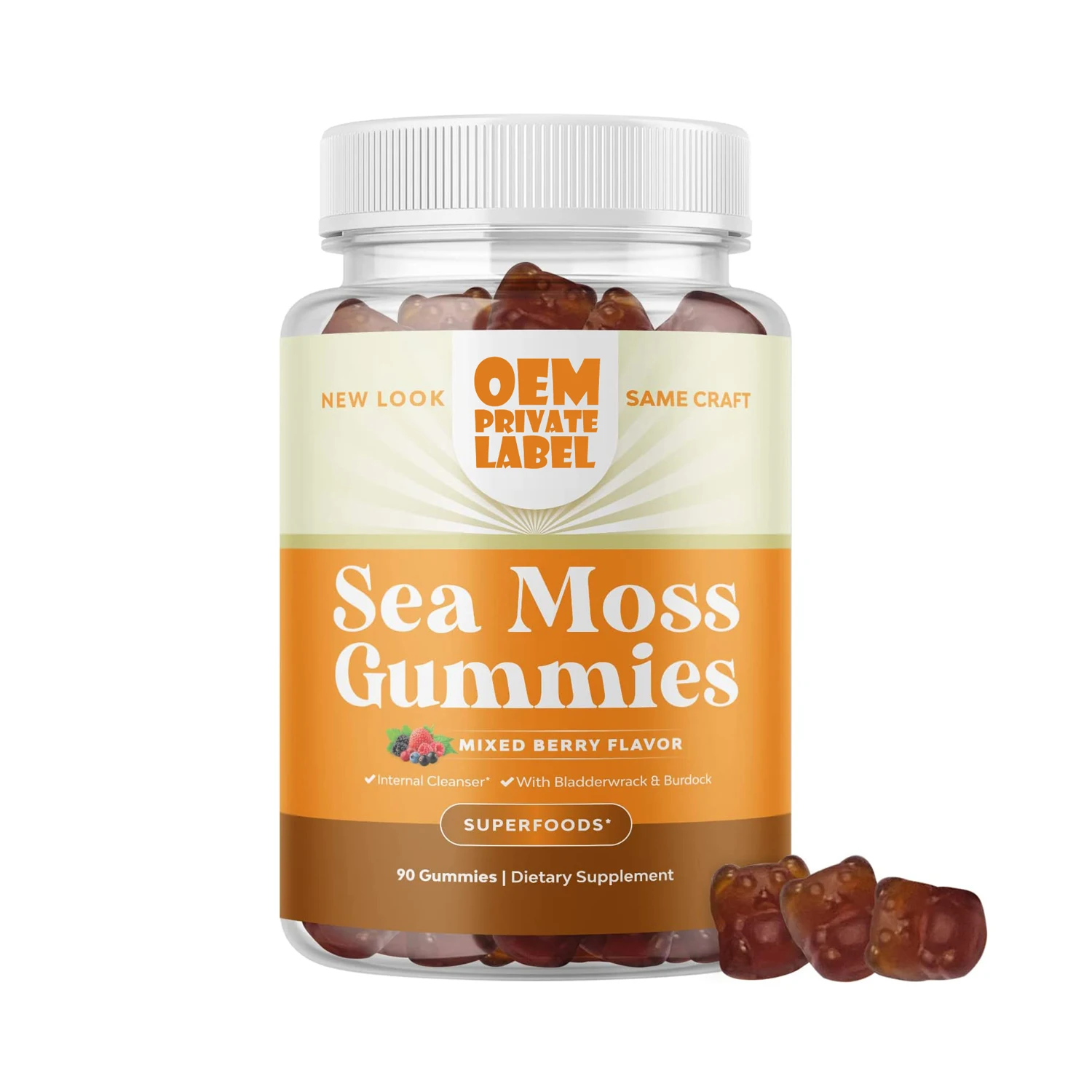 Private logo Irish Sea Moss Gummies with Elderberry Promotes Beautiful Skin & Hair  Rich in Essential Vitamins & Minerals