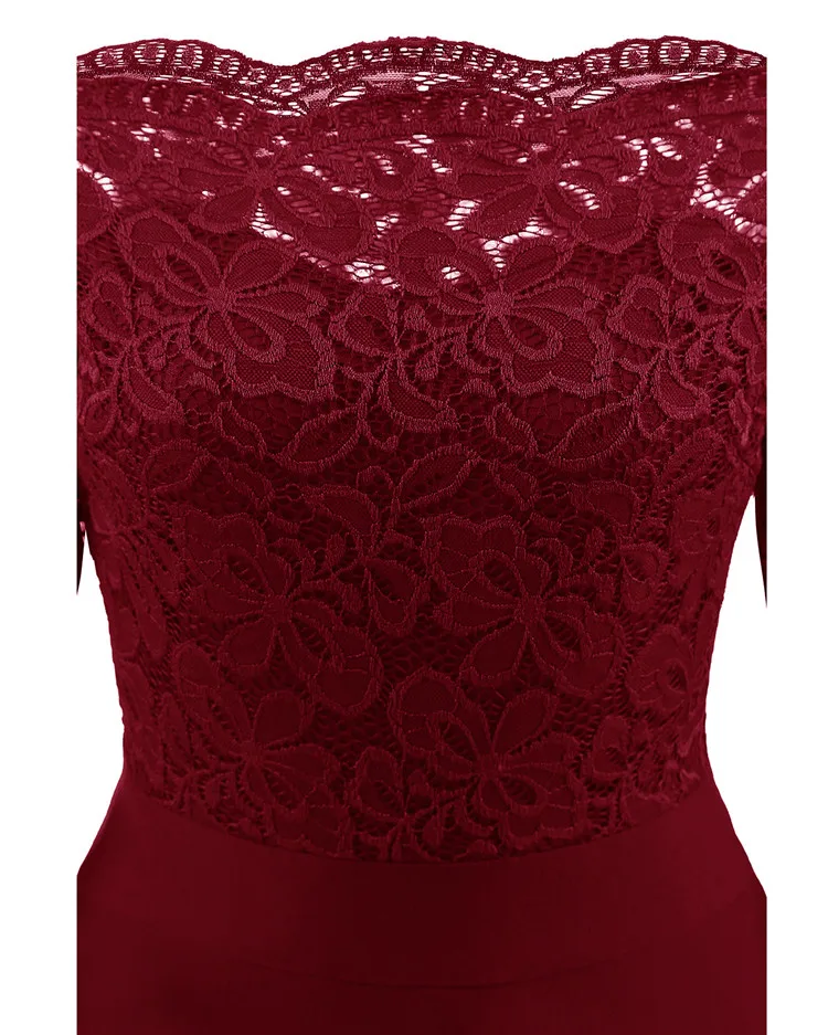 Novel Design Solid Color Half Sleeve One Shoulder Ladies Lace Prom Dress Knit Off Shoulder Evening Dress