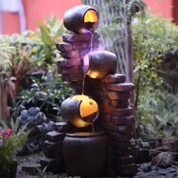 Hot sale garden decor indoor LED light antique Stone Water Fountain