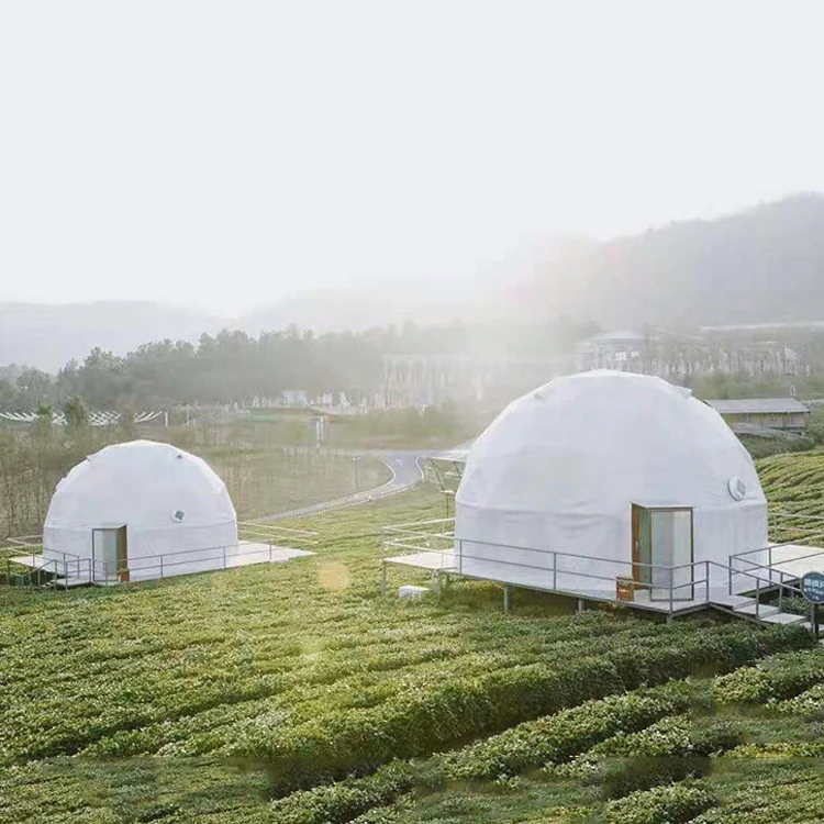 Luxury Geodesic Dome Glamping Tent for Outdoors with Sunlight windowsill