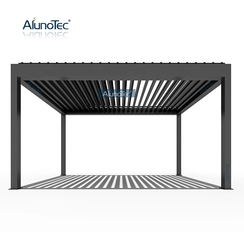 Wind Resistant Garden Louver Roof Pavilion Automatic Outdoor House Pergola Awning Vergola Gazebo Canopy