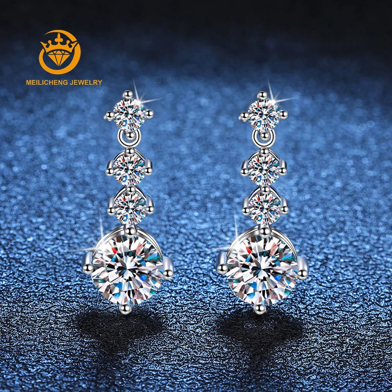 2CT Moissanite Earring Pendant 925 Sterling Silver Platinized Full Diamond Earrings 2023 New Jewelry Women Birthday Gifts