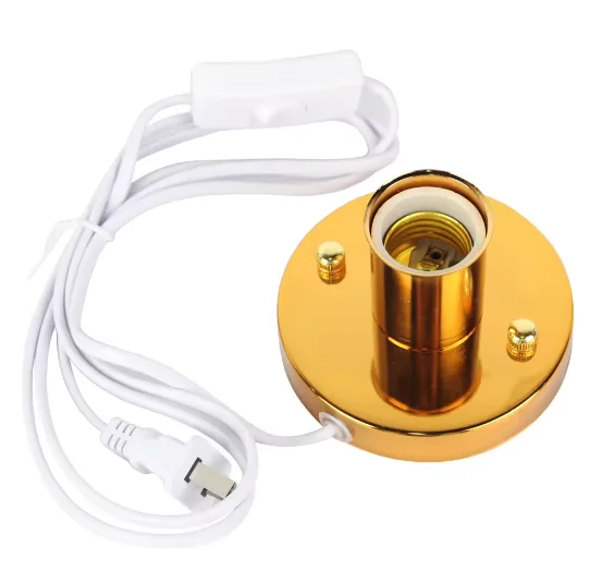 Polished Metal Desktop Lamp Base Ceramic Base Holder 6 ft Cord On/off Switch Plug E26/e27 Screw Base Ideal for CFL Lamp