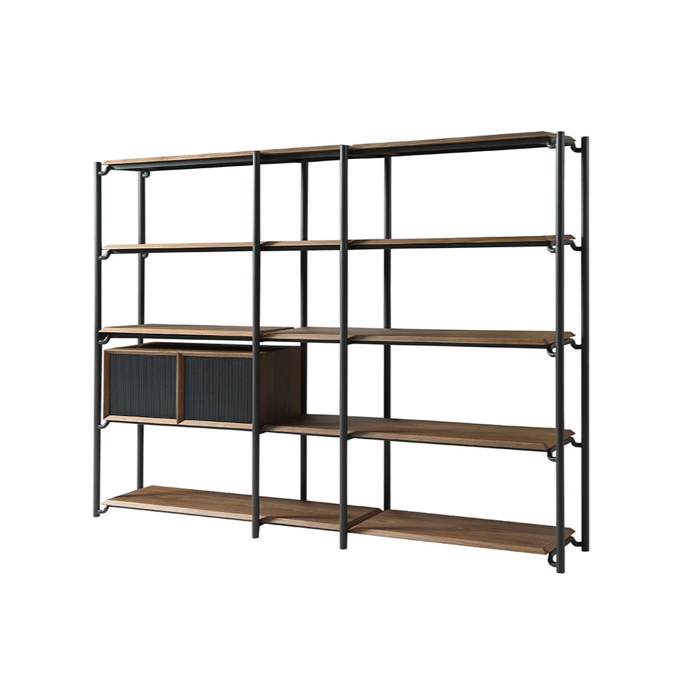 Modern high quality nordic minimalist Italian modern walnut shelf bookshelf
