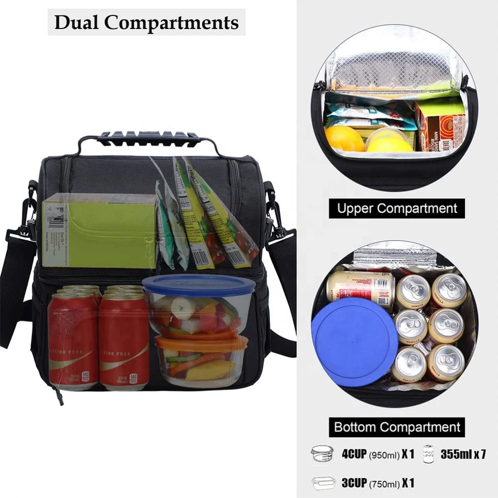 BSCI Custom Heat Sealed Freezer Pack Lunch Bag Insulated Marine Cooler Bag Two Compartments With Tableware Holder