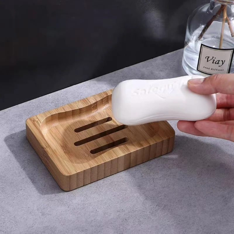 Natural Bamboo Bathroom Accessory-Cute Style Soap Tray Stand Shower Soap Holder