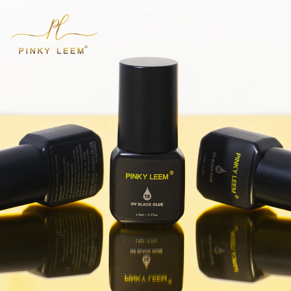 Pinky leem Custom 5ml Uv black Lash Strongest Adhesive 0.5-2s Fast dry second plant adhesive eyelash extension lash glue