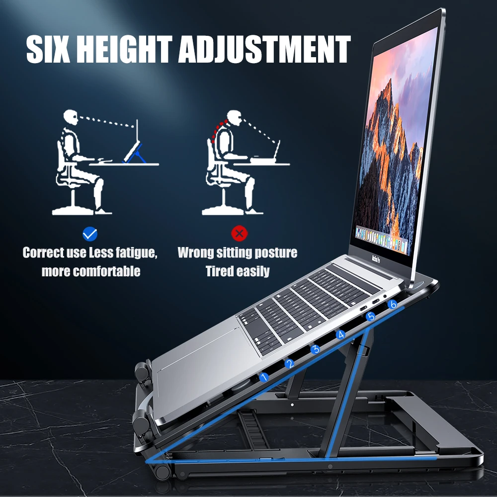 High Quality Aluminium Silicon Foldable Cooler Desk Laptop Stand With Fans