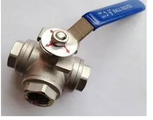 L Type Stainless Steel 304 316 BSPT Thread Three way Ball Valve 1/4'--4' for Water Oil Gas 1000PSI