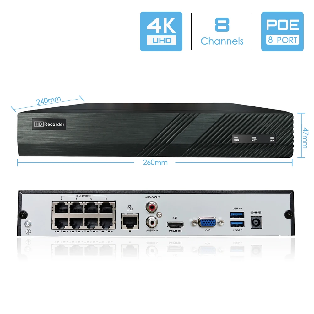 8CH 8MP 5MP Smart Dual Light IP POE Camera System Guard Viewer OEM Audio 8CH Security Turret Network Camera CCTV 4K NVR Kit