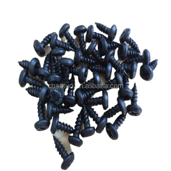 Черная цилиндрическая обрамленная головка саморезающий