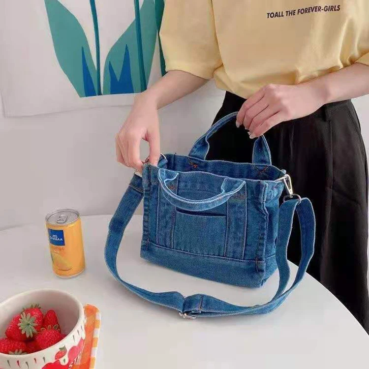 Italy Designer Denim Clutch Bag Ladies Western Purses Blue