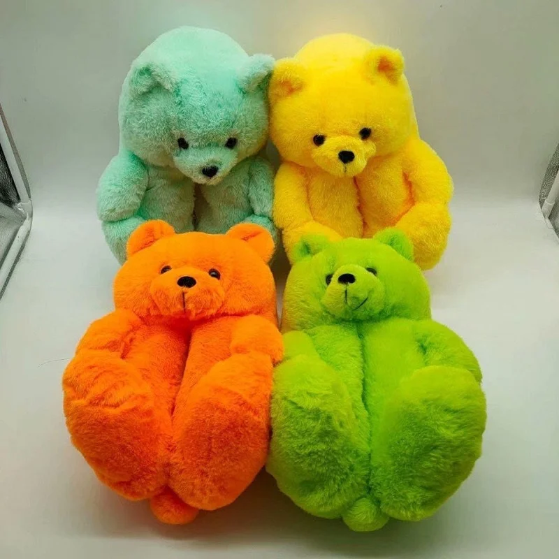Teddy bear slippers fuzzy teddy Wholesale Plush adult Slipper House for Women Girls home slippers