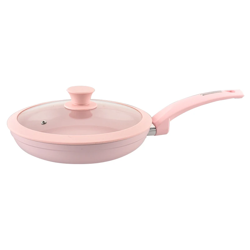 China Aluminum cookware Factory Pots and Pans sets with ceramic non stick coating and pink color